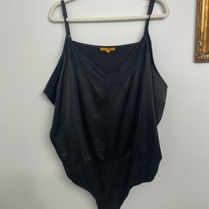 ELOQUII x Refinery 29 Plus Size Black Lace Bodysuit Tank